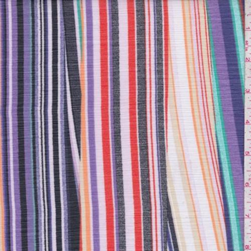1 3/4 YD PC-Black Multi Stripe Crinkle Chiffon Fabric