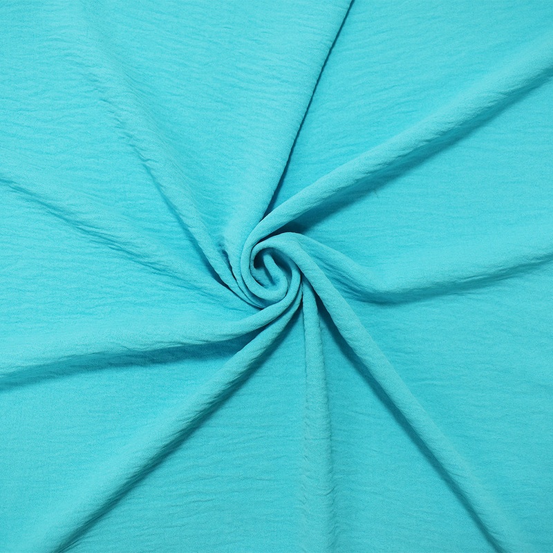Aqua Blue Polyester Air Flow CEY Crepe Solid Woven Fabric