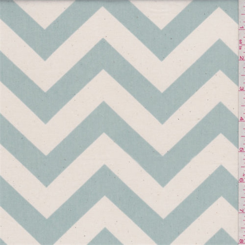 Zig Zag Jade Blue Poplin Fabric