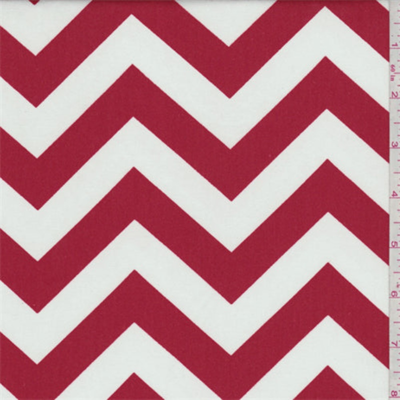 Zig Zag Lipstick Red Poplin Fabric