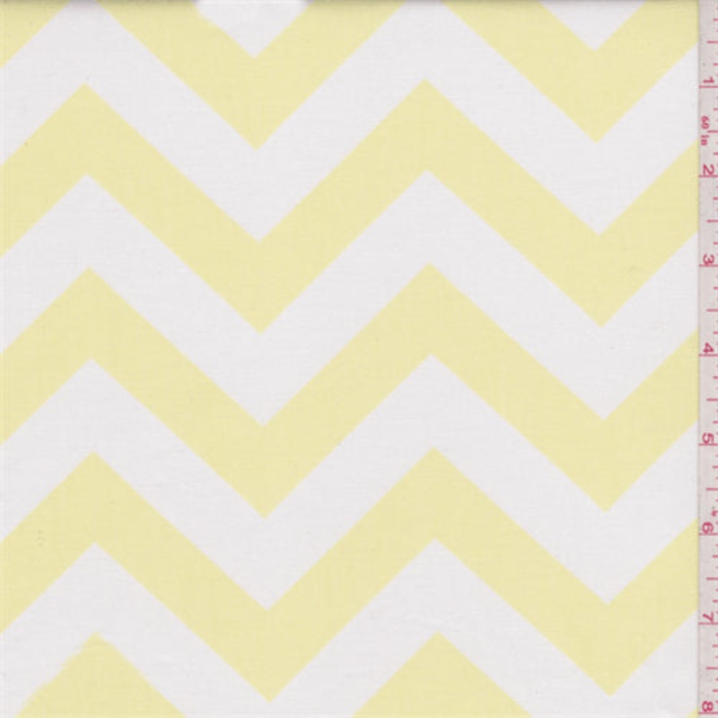 Zig Zag Soft Yellow Poplin Fabric