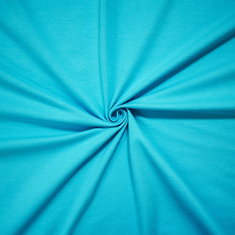 Aqua Blue Cotton Solid Stretch Spandex Jersey Knit Fabric
