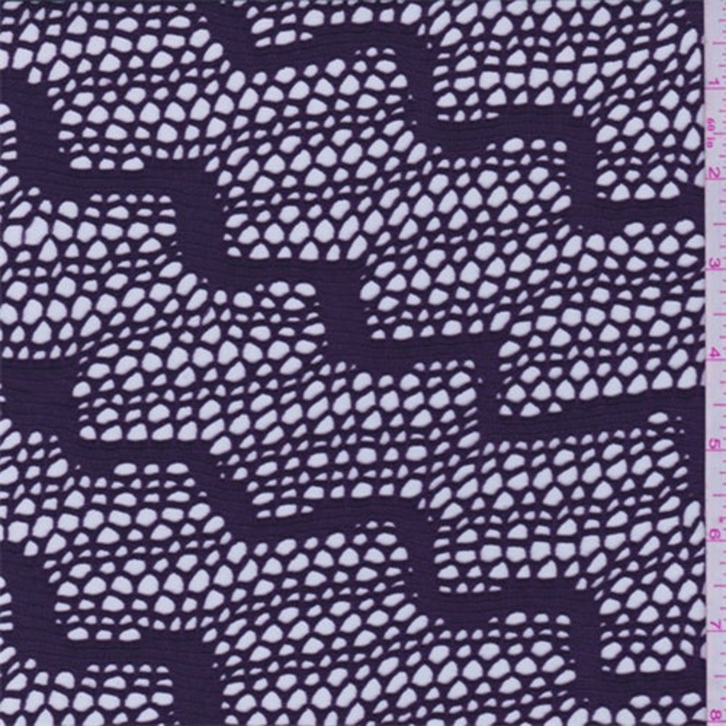 1 7/8 YD PC-Amethyst Wavy Stripe Stretch Lace Fabric