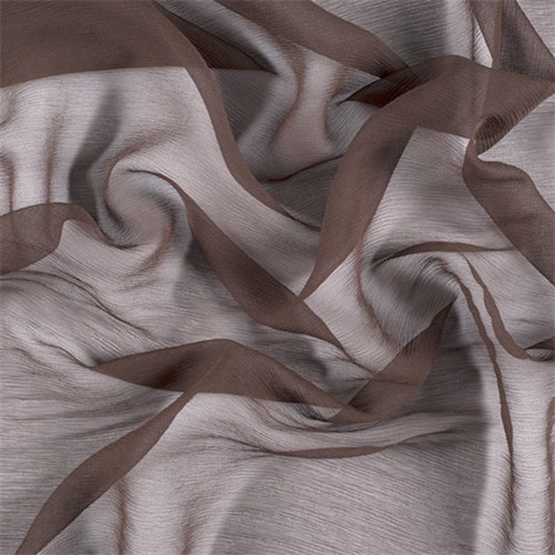 Runway Silks Dark Brown Crinkled Silk Chiffon Fabric – Reorderable