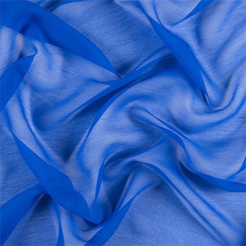 Runway Silks Sapphire Blue Crinkled Silk Chiffon Fabric – Reorderable