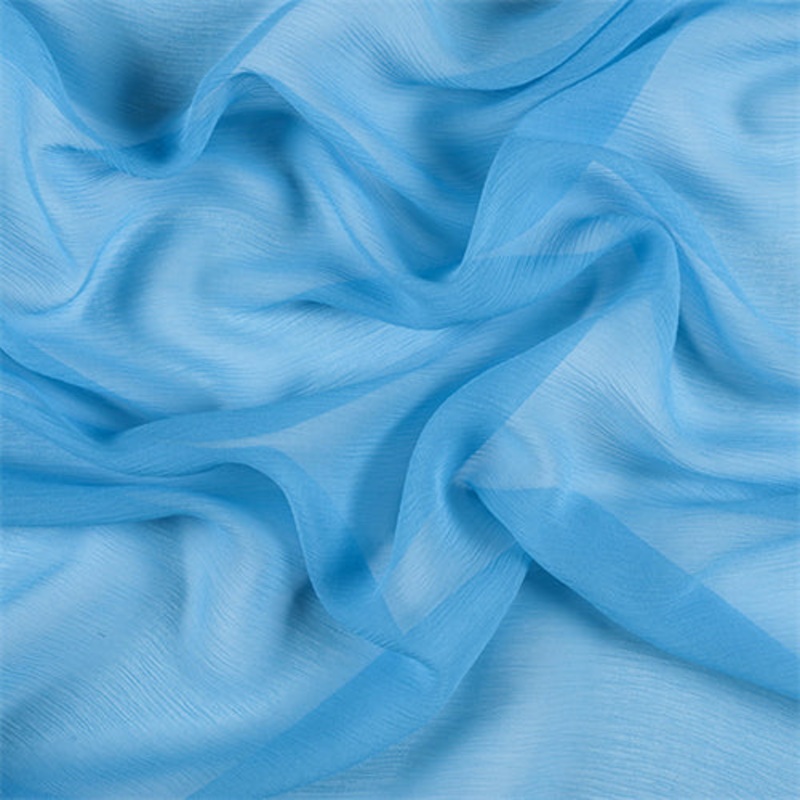 Runway Silks Turquoise Crinkled Silk Chiffon Fabric – Reorderable