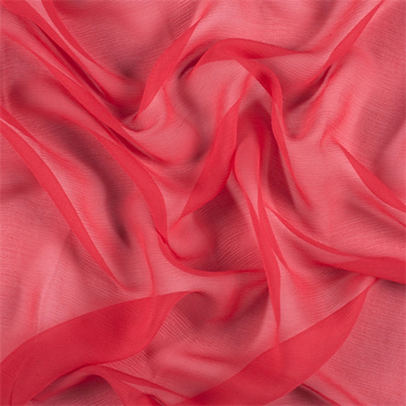 Runway Silks Bright Red Crinkled Silk Chiffon Fabric – Reorderable