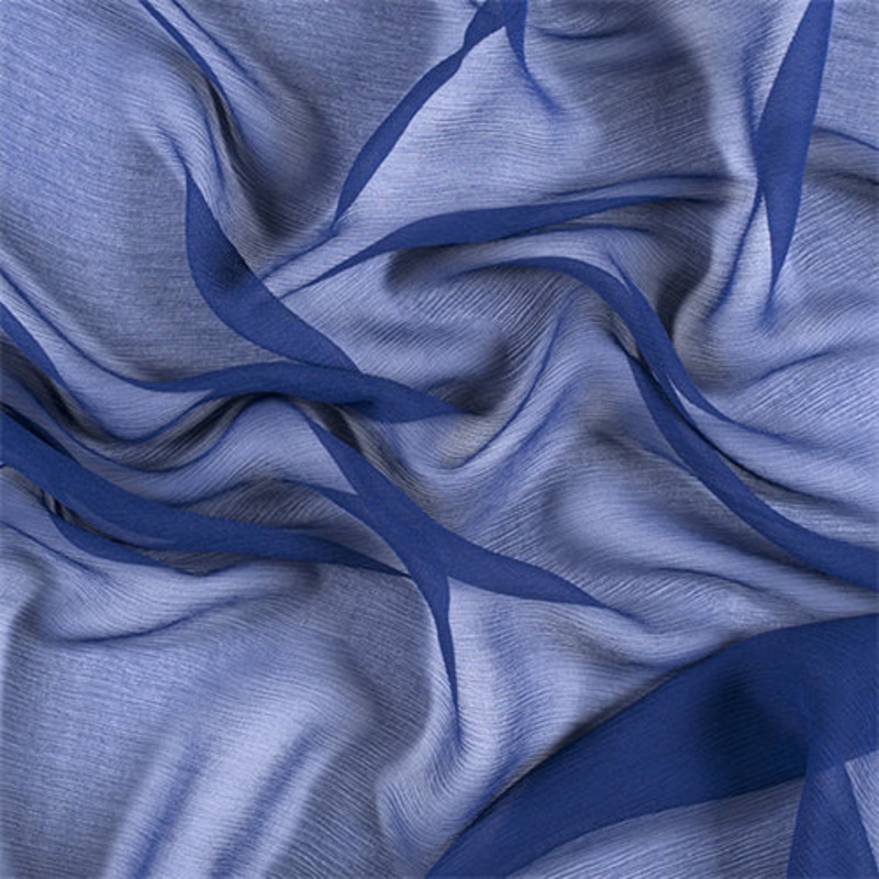 Runway Silks Dark Blue Crinkled Silk Chiffon Fabric – Reorderable