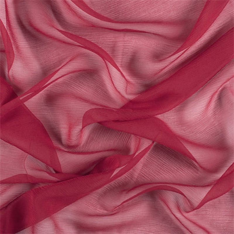 Runway Silks Dark Red Crinkled Silk Chiffon Fabric – Reorderable