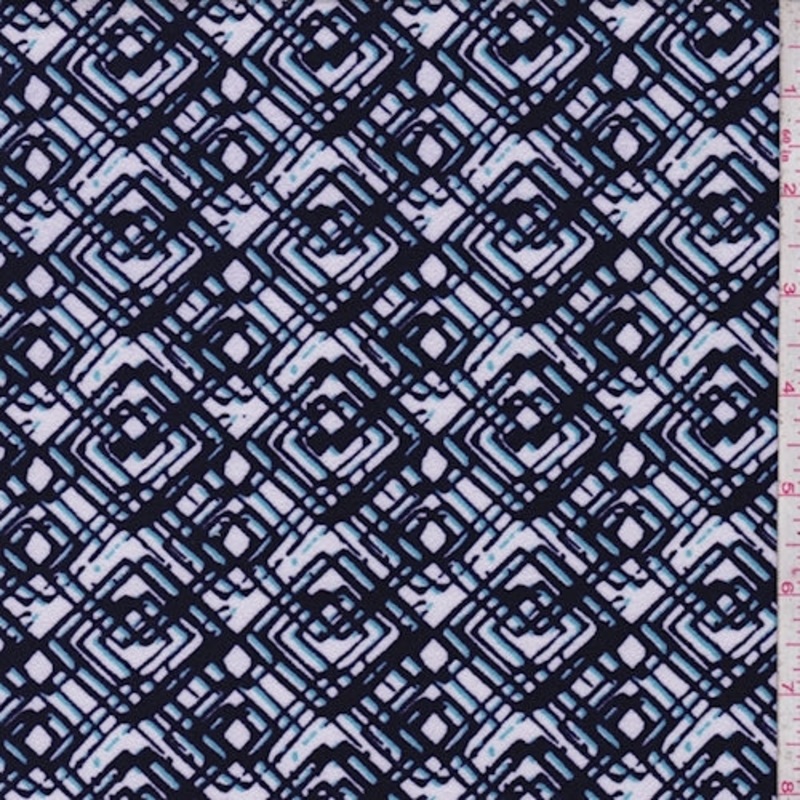 White/Plum/Turquoise Diamond Textured Techno Knit Fabric