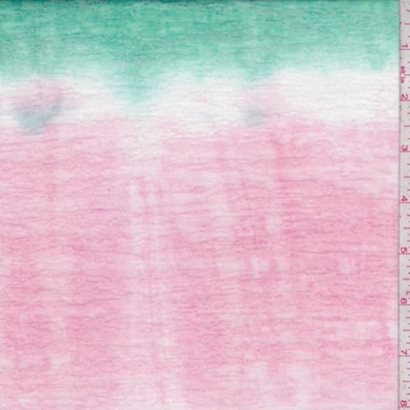 Aqua/Pink/Jade Tie Dye Burnout Jersey Knit Fabric
