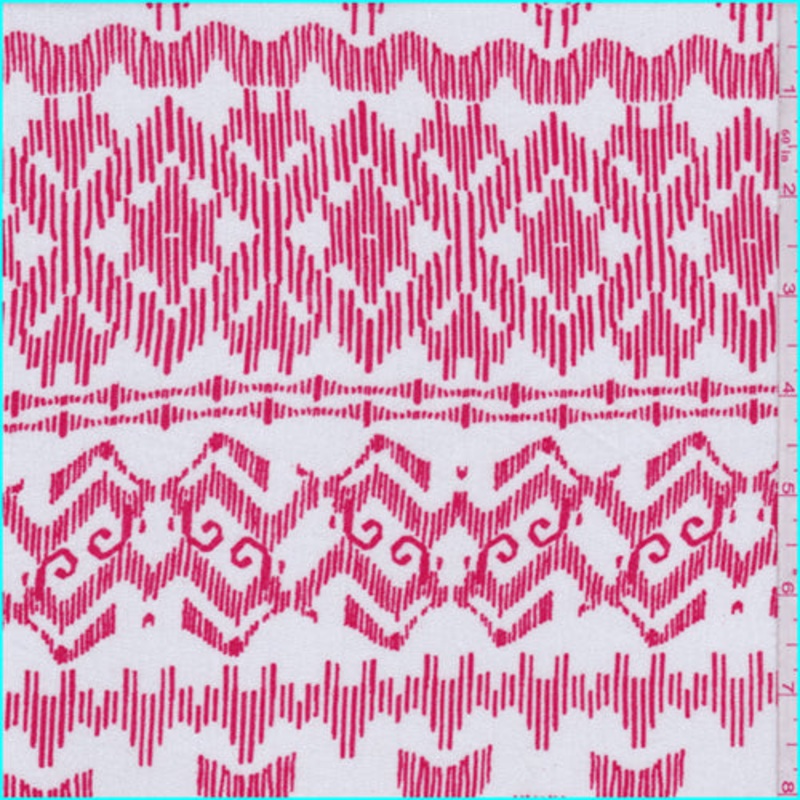 White/Bright Red Sketch Stripe Rayon Crepon Fabric