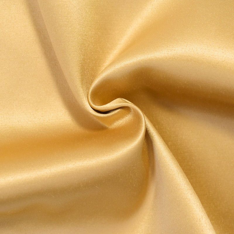 Yellow Polyester Stretch Lamour Satin Woven Fabric