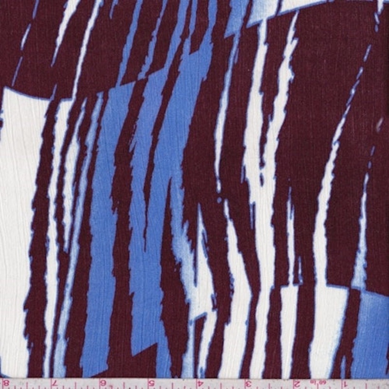 Wine/Periwinkle Animal Print Crinkled Gauze Fabric