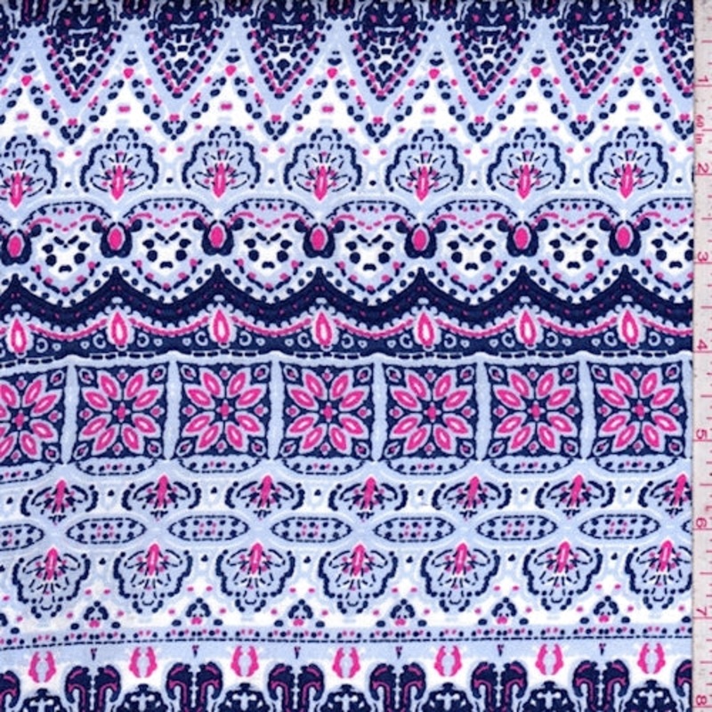 White/Pale Blue Deco Stripe Crepon Fabric