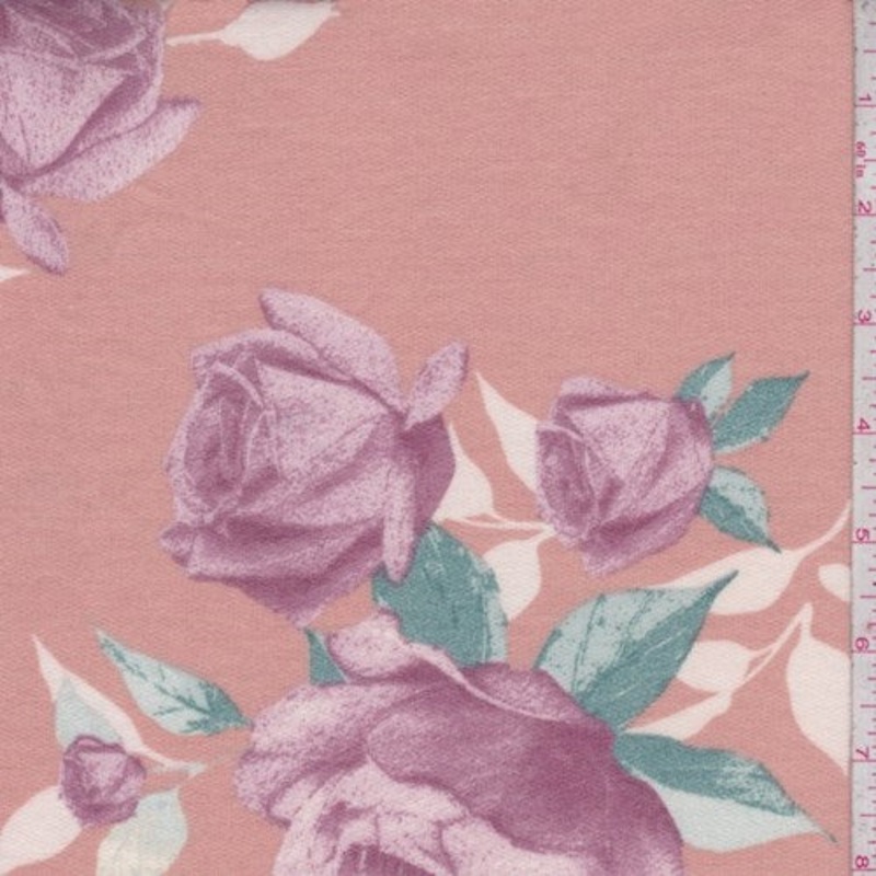 Apricot Rose Brushed French Terry Knit Fabric