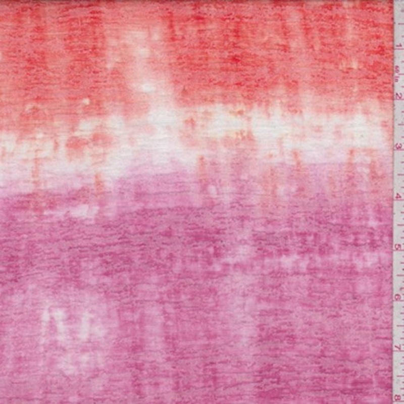 Aqua Green/Fuchsia/Tangerine Tie Dye Burnout Knit Fabric