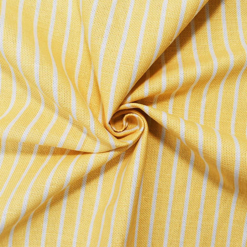 Yellow Cotton Stripe Basket Canvas Home Decorating Fabric