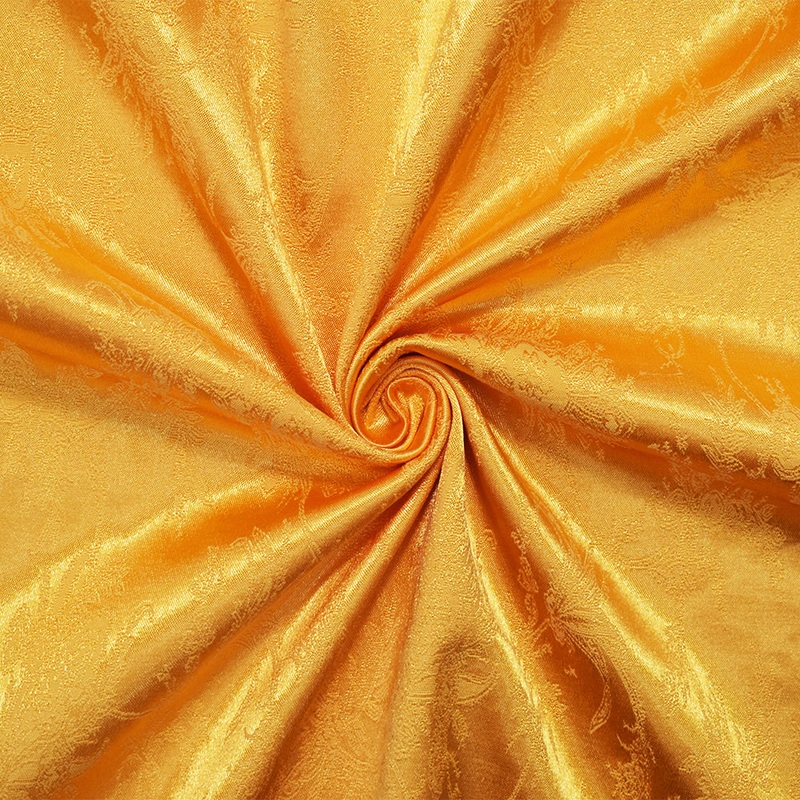 Yellow Poly-Cotton Floral Damask Satin Woven Fabric