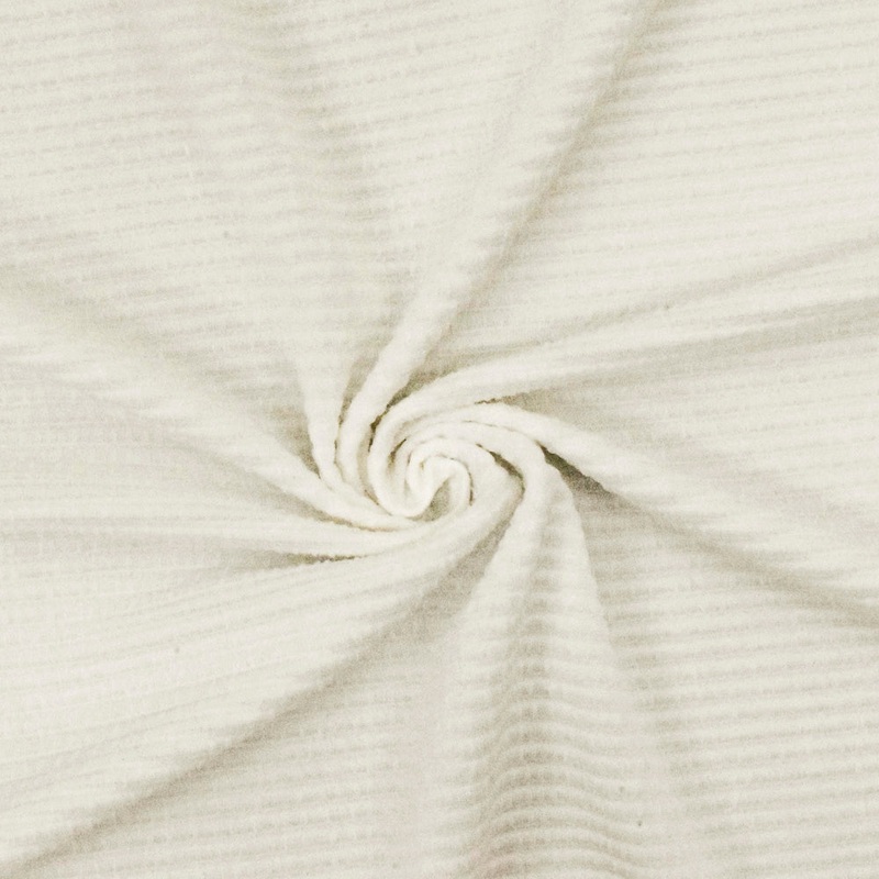 Air Ivory Striped Texture Stretch Polyester Double Knit Fabric