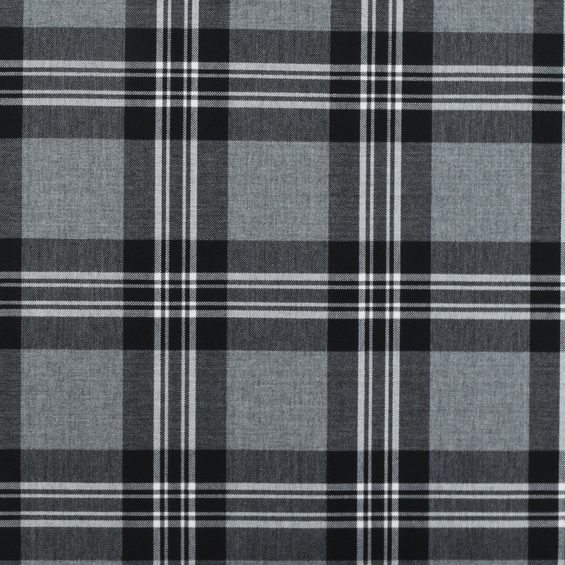 Ash Gray-Black-White Plaid Wool-Poly Woven Suiting Fabric