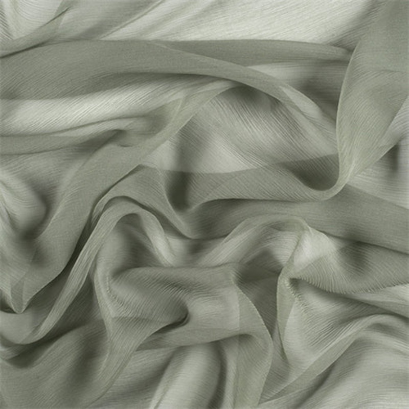 Runway Silks Dark Sage Crinkled Silk Chiffon Fabric – Reorderable