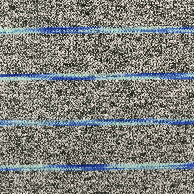 Aqua-Black-Multi Stripe Texture Stretch Jersey Knit Fabric