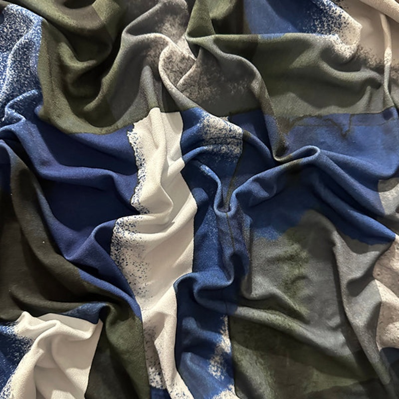 Abstract Blue Print ITY Jersey Knit Fabric