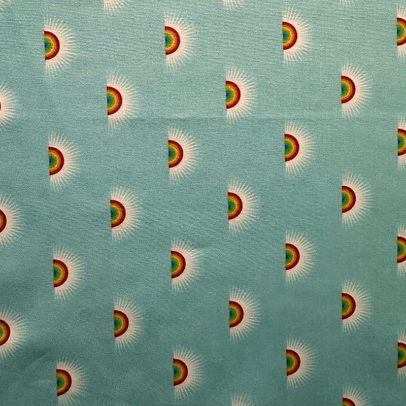 Aqua Multi Rainbow Tula Pink Quilting Print Cotton Fabric