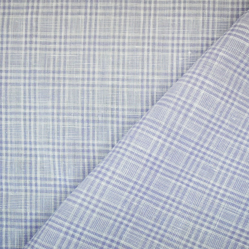 White-Purple Spence Bryson Plaid Irish Linen Woven Fabric
