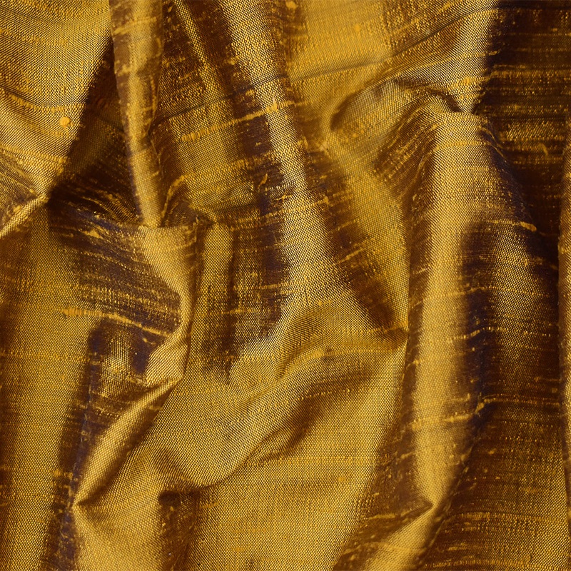 Yellow-Black Silk Iridescent Dupioni Woven Fabric