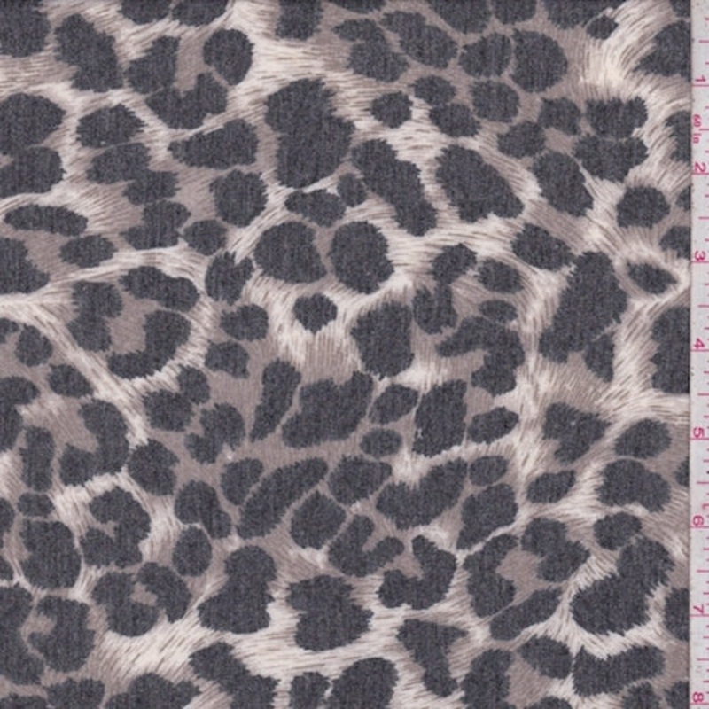 1 7/8 YD PC-Taupe/Slate Cheetah Jersey Knit Fabric