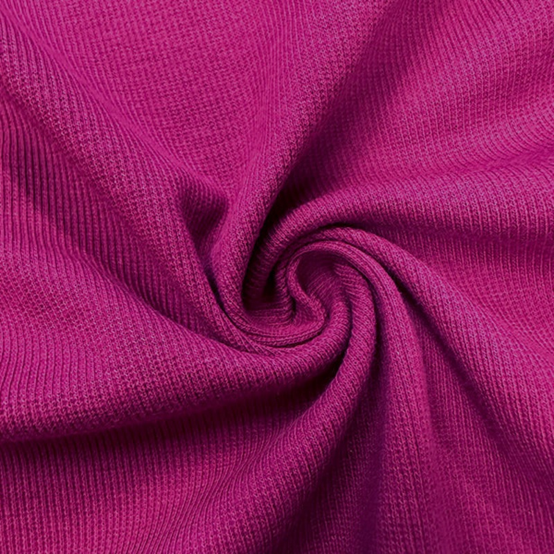 Wine Cotton Spandex Rib Knit Fabric