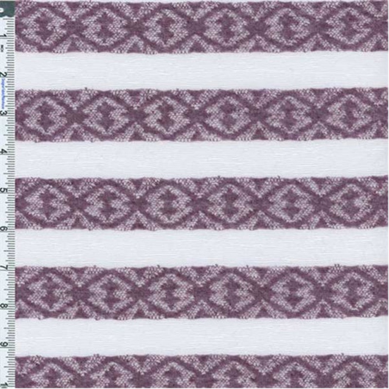 1 1/2 YD PC-Purple/White Stripe Jacquard Knit Fabric