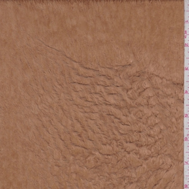 1 YD PC-Camel Brown Crushed Faux Fur Fabric