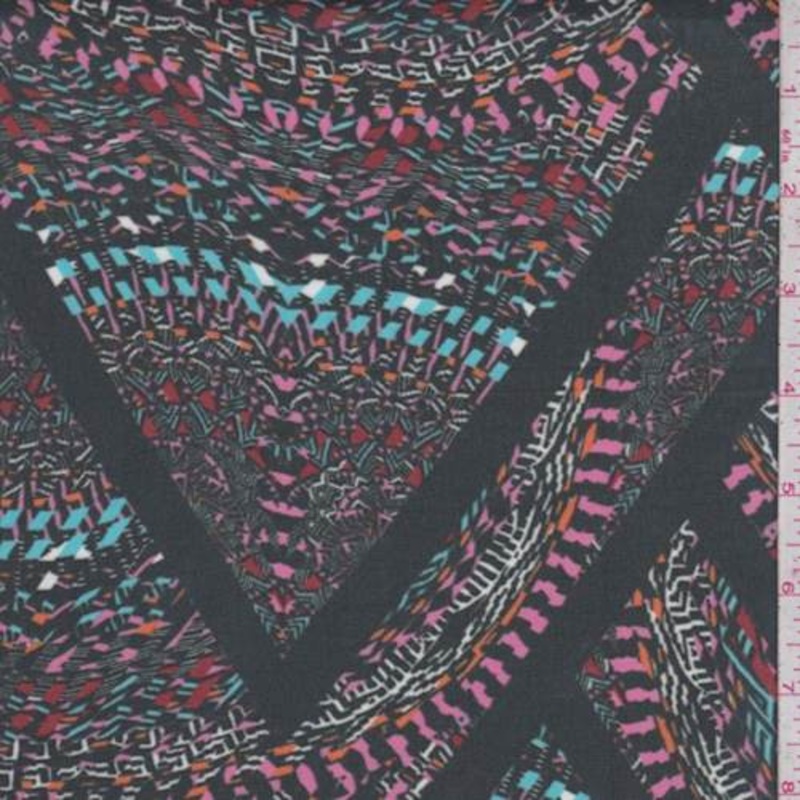 1 1/2 YD PC-Hunter Multi Modern Kaleidoscope Chiffon Fabric