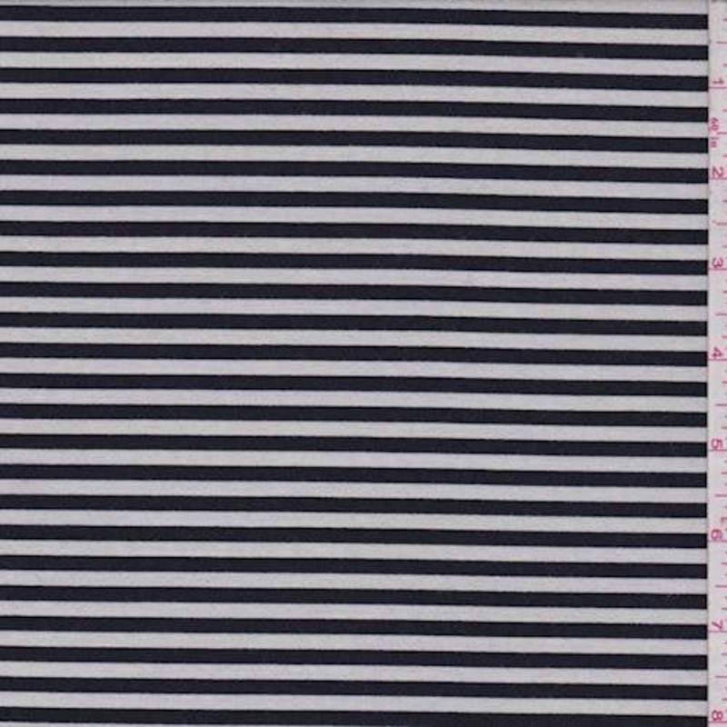 1 3/4 YD PC-Ivory/Navy Stripe Stretch Suiting Fabric