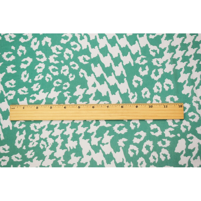 Ash Teal-White Polyester Abstract Cheetah Printed Faille Woven Fabric