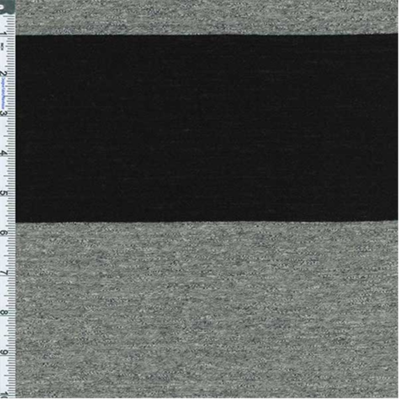 1 YD PC-Grey Heather/Black Rugby Striped Jersey Knit Fabric – Reorderable