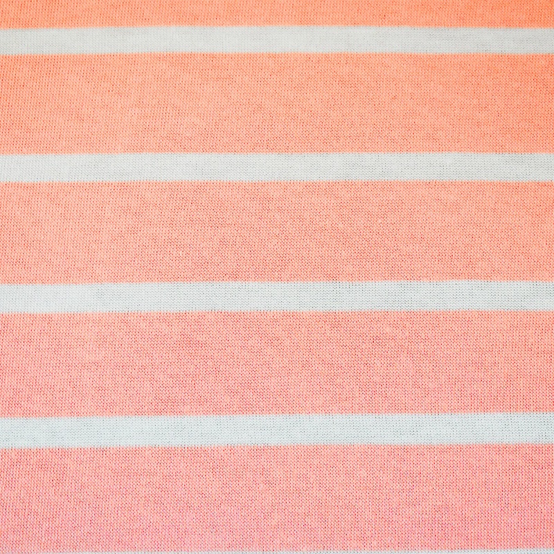 1 1/2 YD PC-Peach-White Rayon Stretch Spandex Stripe Jersey Knit Fabric