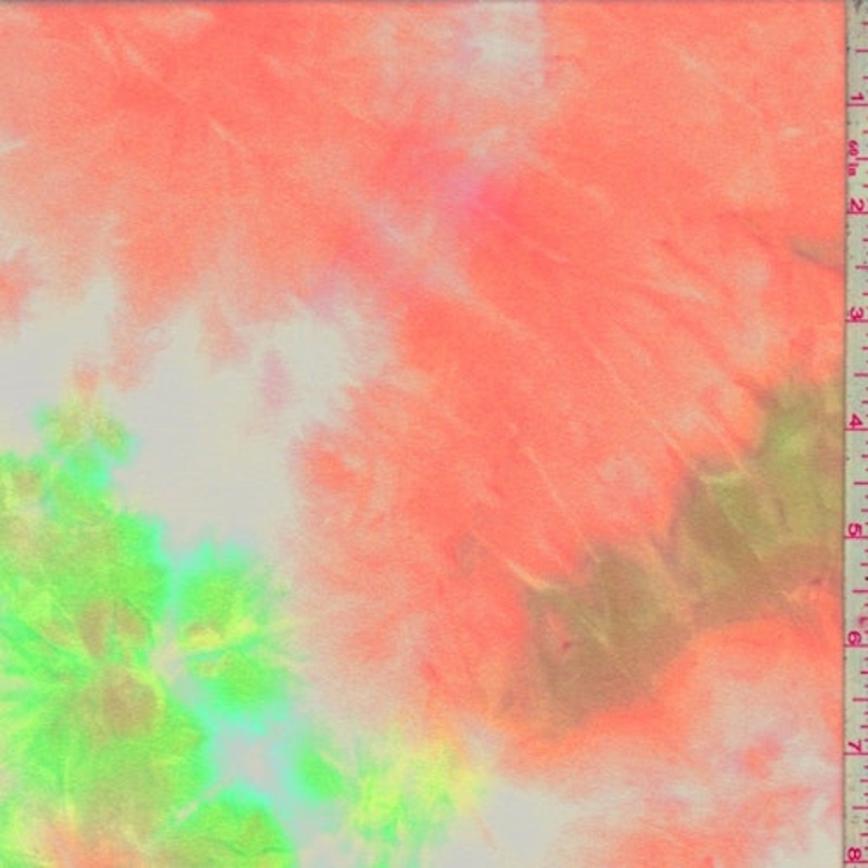 3 YD PC-Neon Orange/Yellow/Pink Tie Dye Double Brushed Jersey Knit Fabric