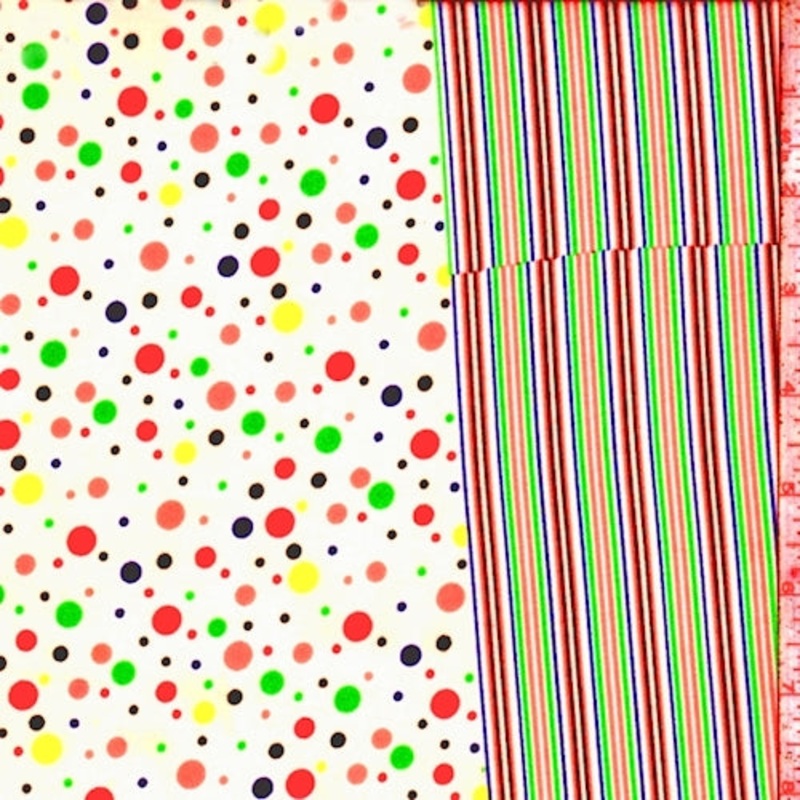 6 1/4 YD PC-Ecru Multi Polka Dot Rayon Challis Fabric
